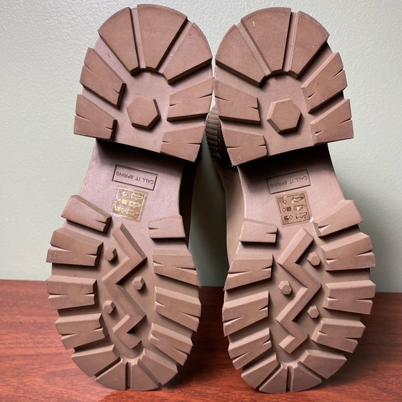 Call It Spring | Khaki Beige Chunky Zipper Sock Detail “Vesperr” Boots - 10 - Picture 9 of 11